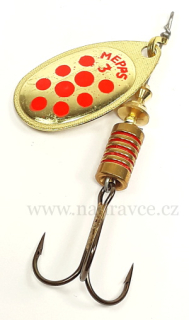 Rotační třpytka MEPPS Aglia 3 zlatá / červené tečky