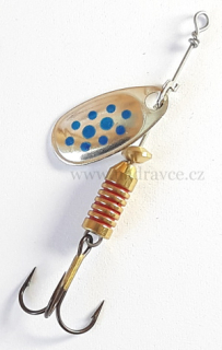 Rotační třpytka Mepps Comet 00 - stříbrná /modré tečky