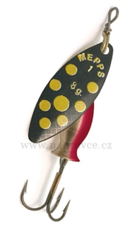Rotační třpytka Mepps 1 Aglia long Heavy - černá / žlutá