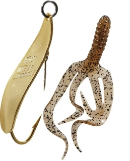 Plandavá třpytka Mepps Timber Doodle 0 s twisterem – zlatá